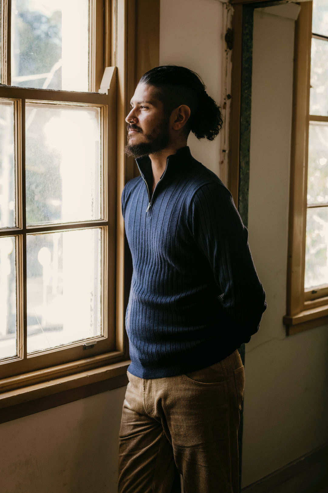 1/4 Zip Ribbed Jumper - Navy