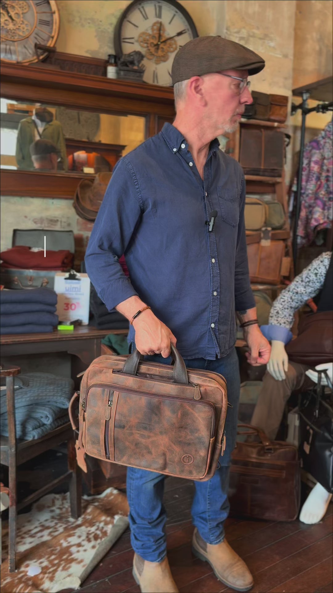 Mens Leather Combination Bag - Arno