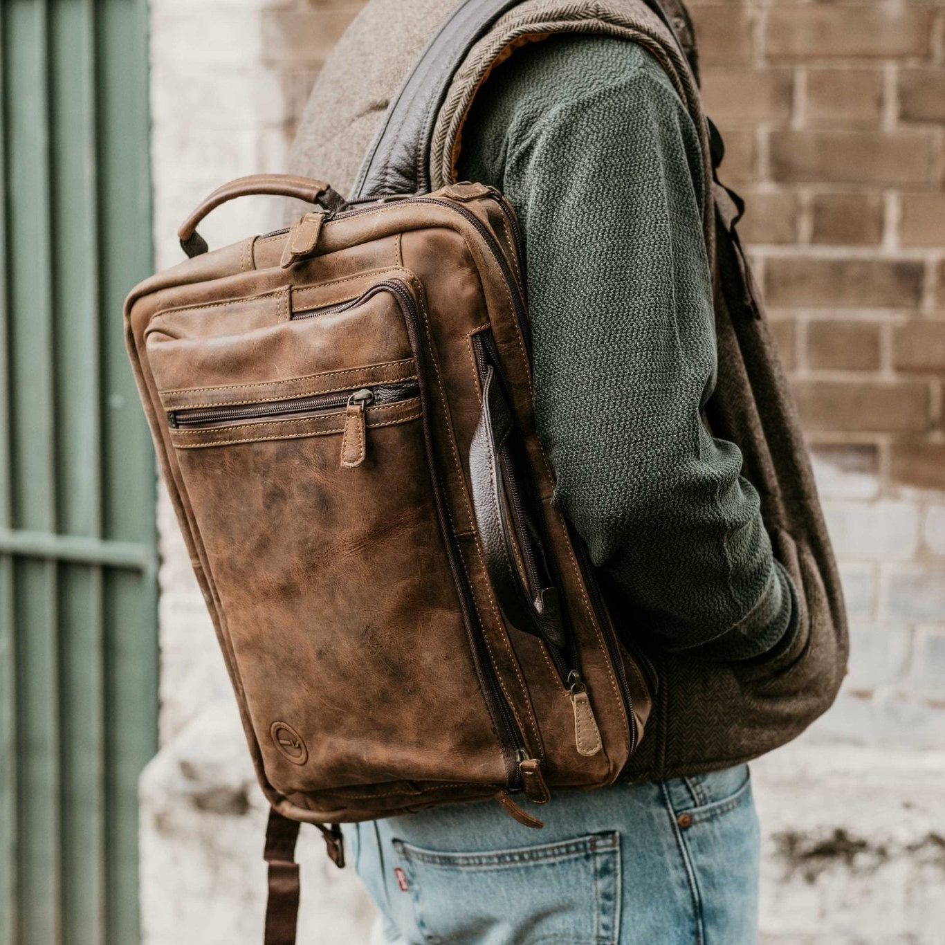 Mens Leather Combination Bag - Arno Close View