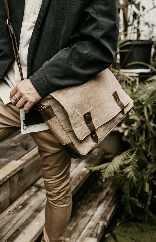 Trooper Canvas Messenger - 13 mens leather computer bag