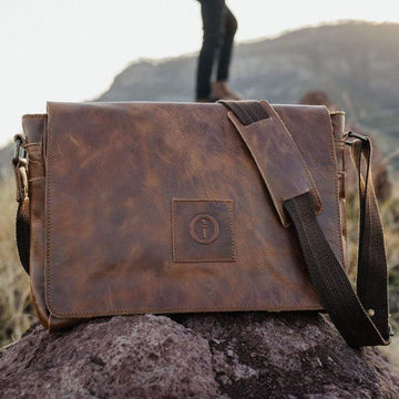 Leather Messenger Bag for Men - Soldier - 15